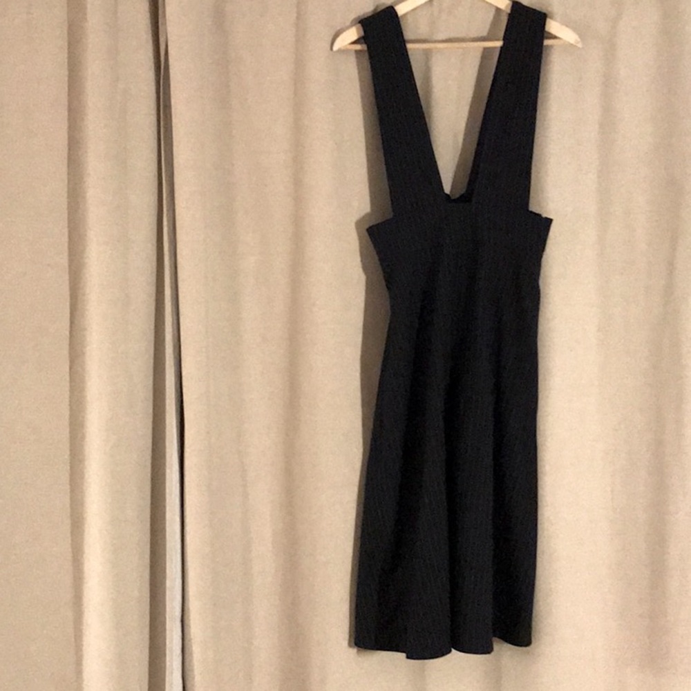 Navy wide strap dress Zara